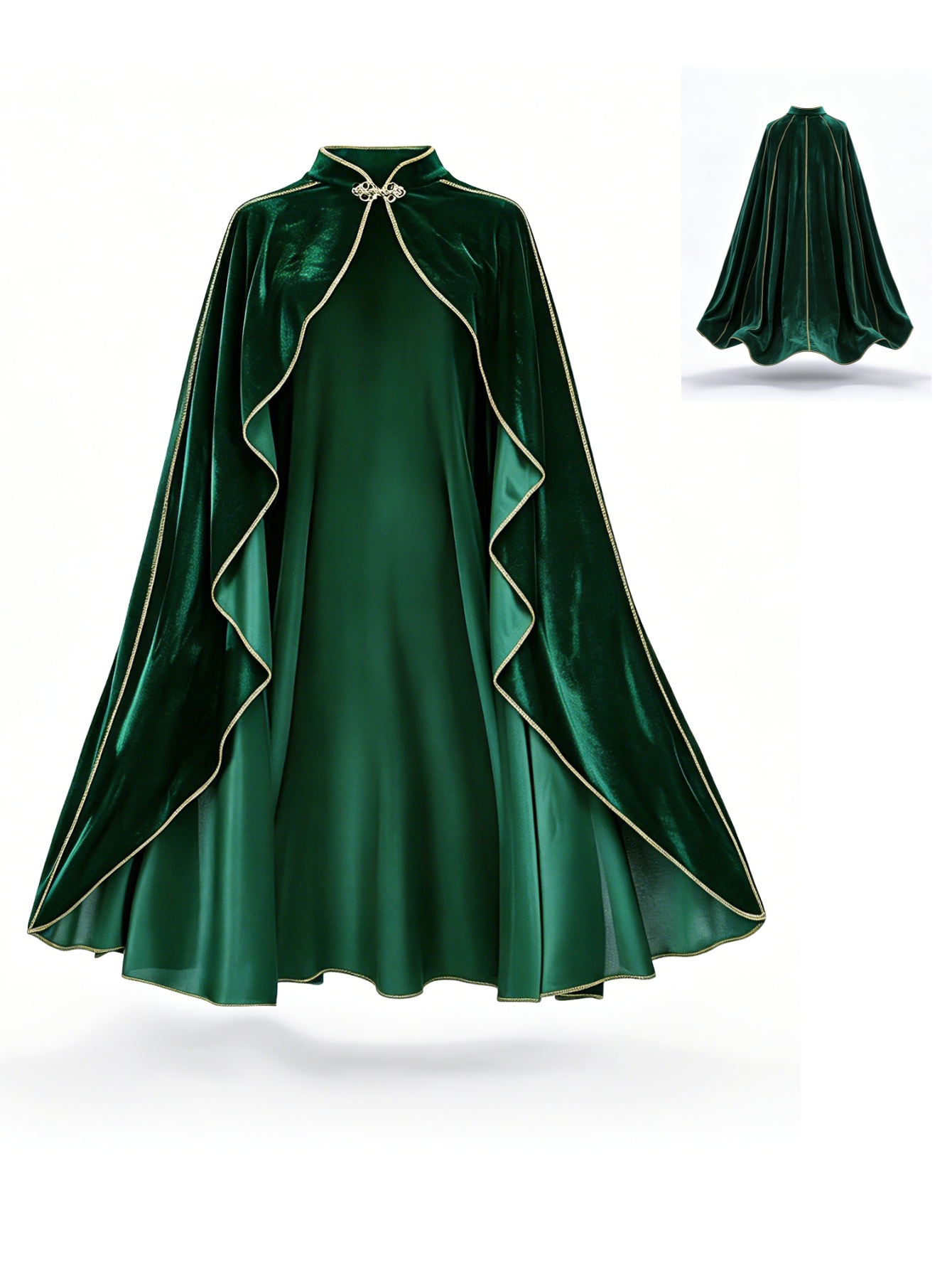 Vintage Fashion Dresses - Женский винтажный плащ из зеленого бархата