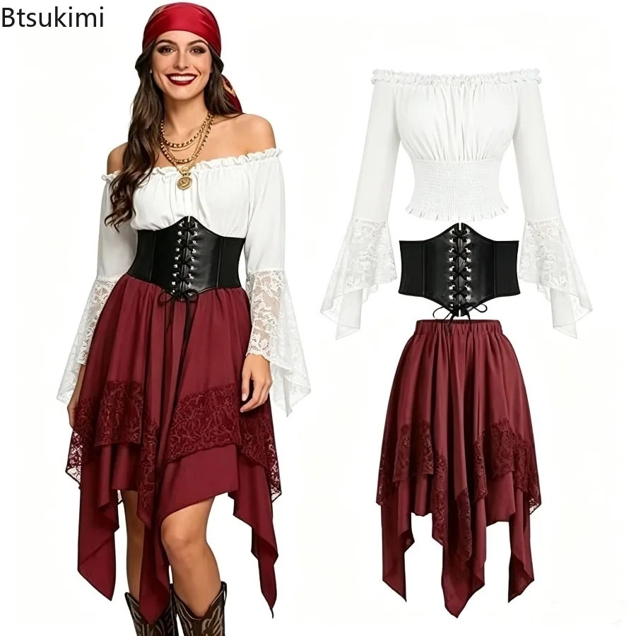 Vintage Fashion Dresses - Хэллоуинская асимметричная юбка в стиле Ренессанс,