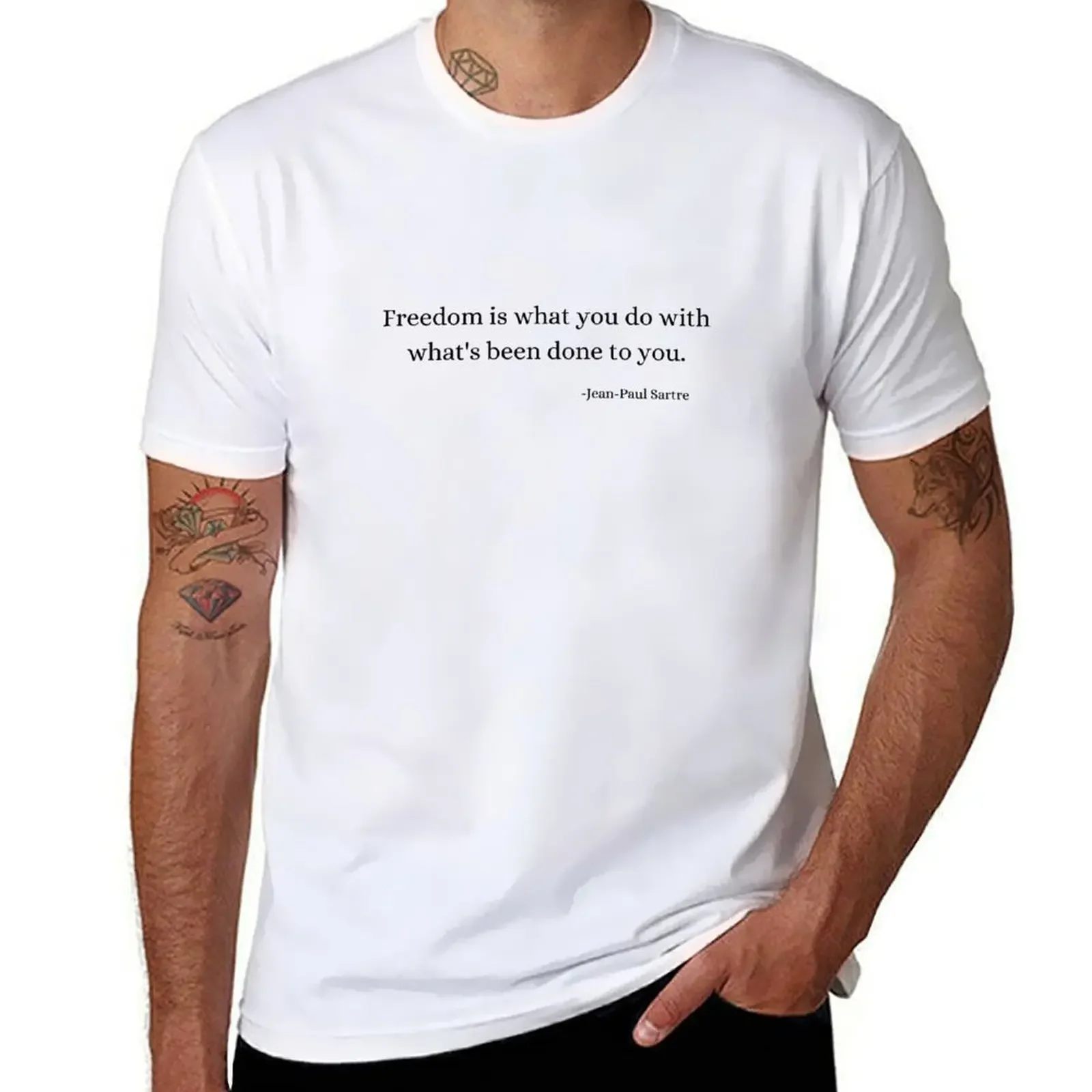 Vintage Fashion Quotes - Цитаты исторической философии: футболка Jean-Paul Sartre,